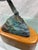 Beautiful sculpture of Mama and baby Humpback Whales swimming. Very well done,mounted on wood base.