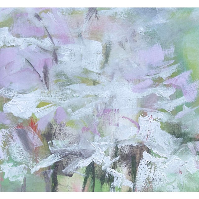 "Motomachi Sakura" is a new impressionistic abstract landscape oil painting on canvas. Based on her memories of the...
