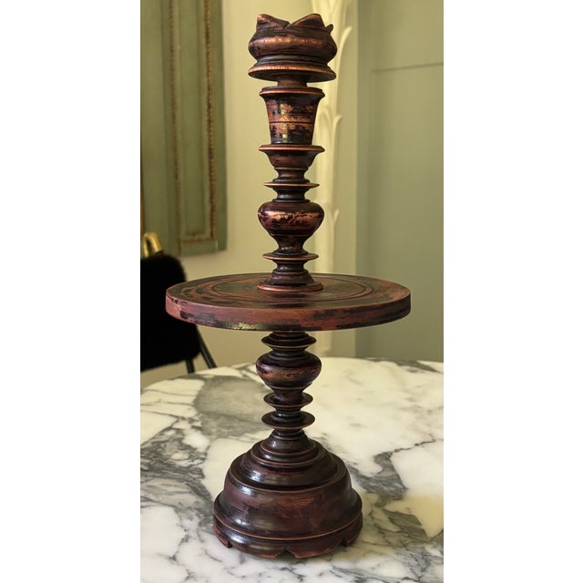 Antique Dutch Colonial Treen Turned Wood Candleholder For Sale - Image 13 of 16