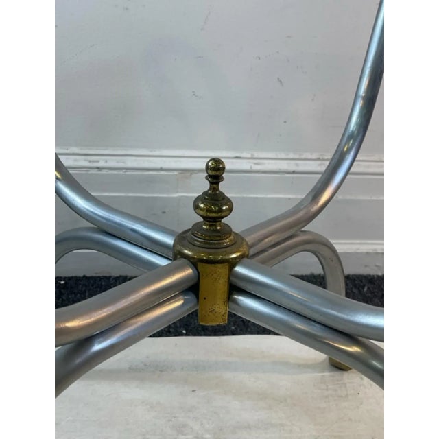 Transparent 1960s Maison Jansen Modernist Steel & Brass Swan Head Side Table For Sale - Image 8 of 10