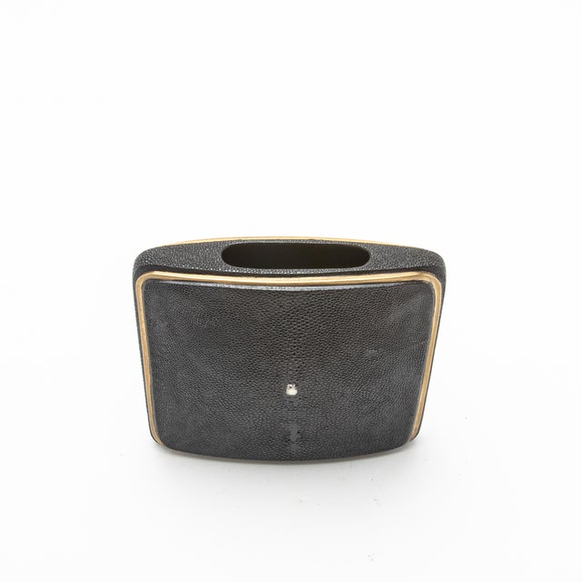 Shagreen Vase With Brass Details by R&y Augousti For Sale In Los Angeles - Image 6 of 7