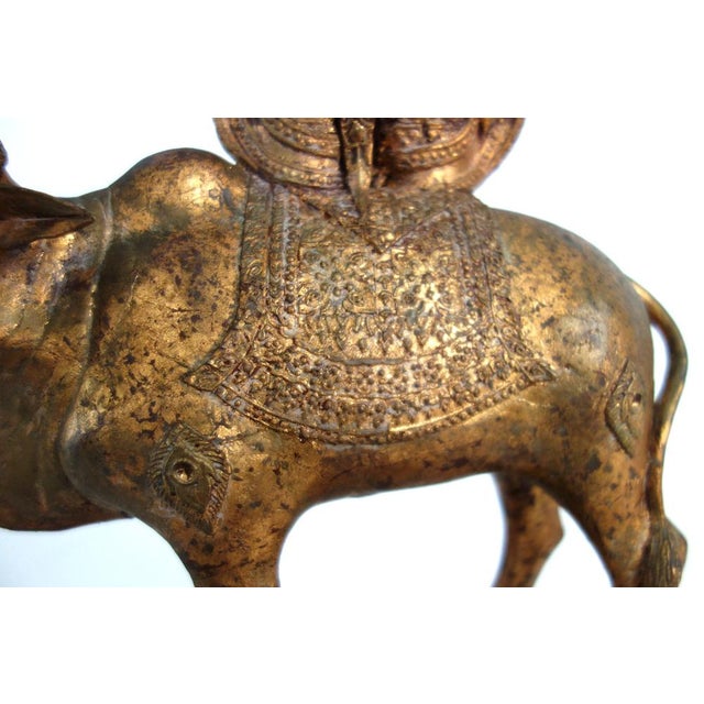 Mid-20th Century Gilt Bronze Statue of Shiva on Nandi, India, 1800s For Sale - Image 13 of 16