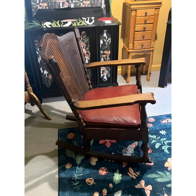 Stickley Brothers Stickley Bros. Co Grand Rapids Mission Oak Cane-Back Rocking Chair For Sale - Image 4 of 11