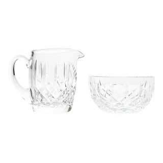 1980s Waterford “Lismore” Crystal Creamer & Open Sugar Bowl Set For Sale
