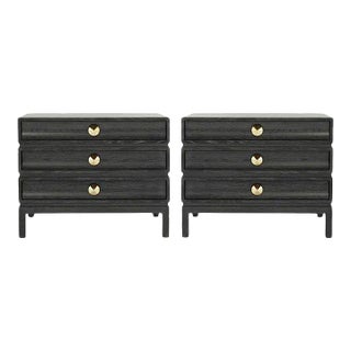 Stacked End Tables in Black Ceruse - a Pair For Sale