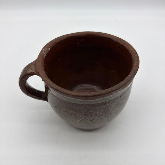 Antique Pennsylvania Redware Handled Crock, Lancaster County, Mid-19th Century A charming antique handled redware crock...