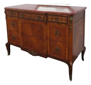 French Marble Top Inlay Carved Dresser Bathroom Vanity 5719