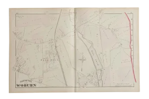 Antique Woburn Massachusetts Atlas Map Plate I