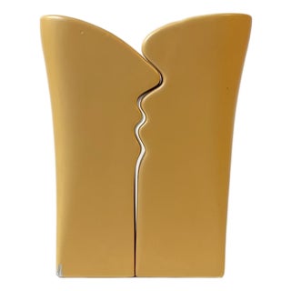 Postmodern Yellow Ceramic The Kiss Vases from Asa, 1980s, Set of 2 For Sale