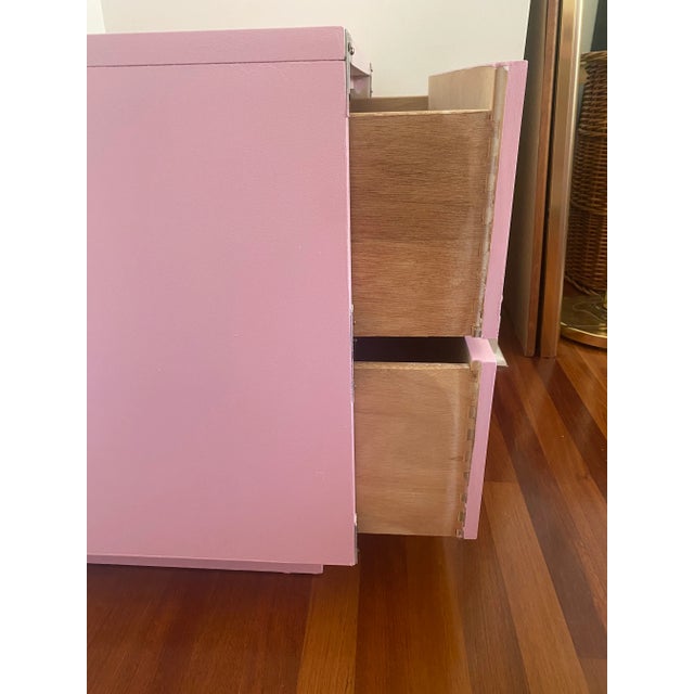 Bubble Gum Dixie Furniture Pink Campaign Campaigner Nightstand 1970s For Sale - Image 8 of 10