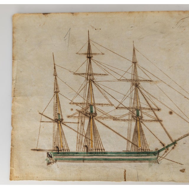 We are selling this great folk art Sailor made sketch of a ship. This ship is done in pen and ink with green coloring. The...