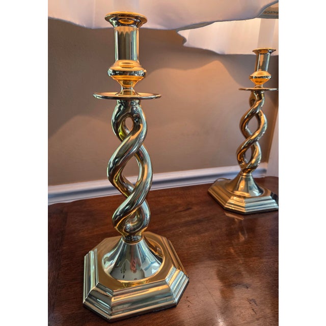 Traditional Vintage Stiffel Brass Barley Twist Lamps - A Pair For Sale - Image 3 of 15