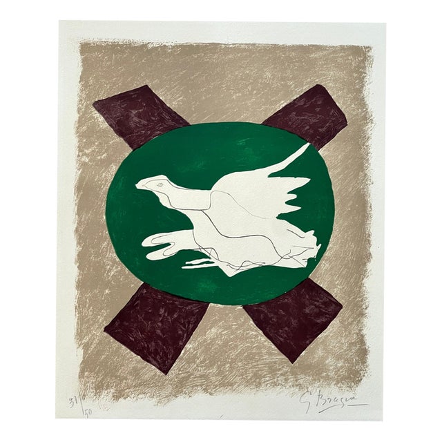 Georges Braque, Dove on Green Background, 1975, Lithograph For Sale