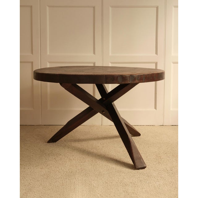 Brown Vintage Wooden Table, Netherlands, 1950s For Sale - Image 8 of 10