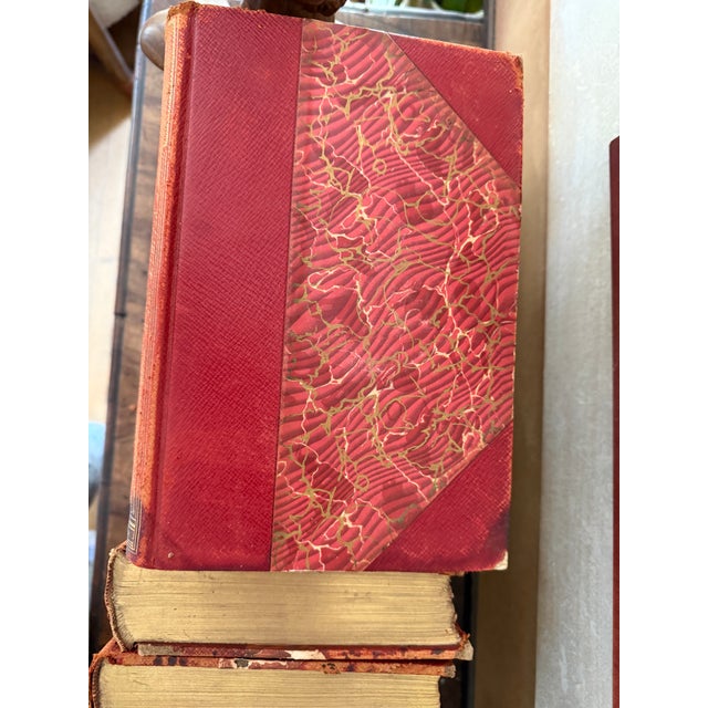 Antique Set of Ten (10) Modern Eloquence Books Red Leather Decorative Book Stack 1900 For Sale - Image 9 of 12