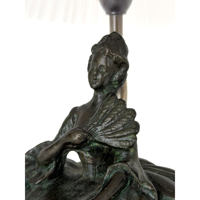 Art Deco French Figural Table Lamp in Bronze, 1930s For Sale - Image 10 of 14