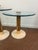 Brass Vintage Set of Three Glass Travertine Tiered Postmodern Side Tables For Sale - Image 8 of 9