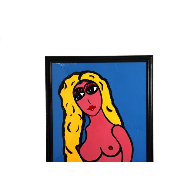 Thomas Pulgini Blue Girl Pop Art Oil Painting For Sale - Image 4 of 7