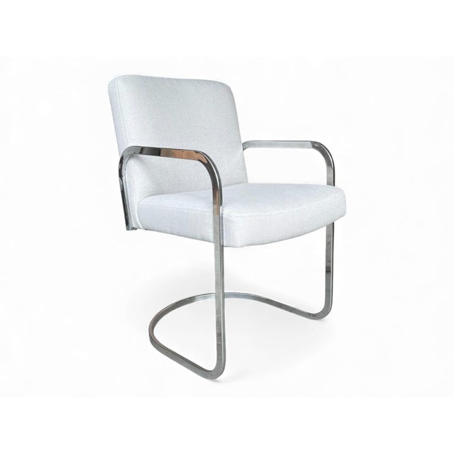Set of 4 Bauhaus-Style Chrome Cantilever Dining Chairs in Oyster Upholstery For Sale - Image 13 of 16