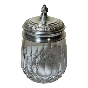 Late 20th Century Castilian Imports Cut Crystal Decor Canister Biscuit Jar