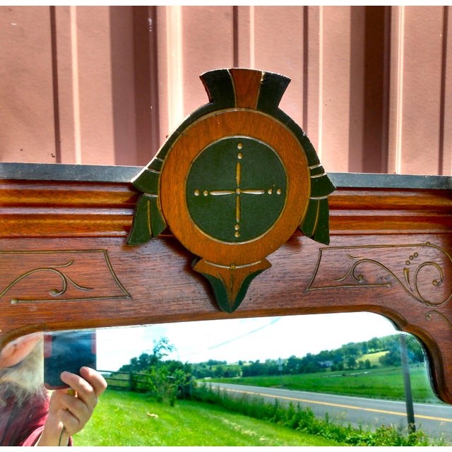Victorian Antique Walnut Victorian Wall Pier Mirror 1880s For Sale - Image 3 of 12