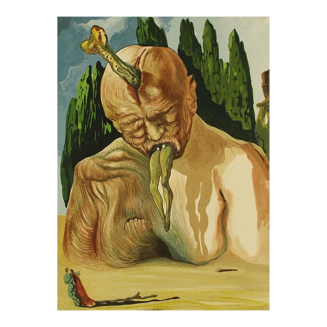 1960s Dali Hell Woodcut 27 the Devil Logician Divine Comedy For Sale