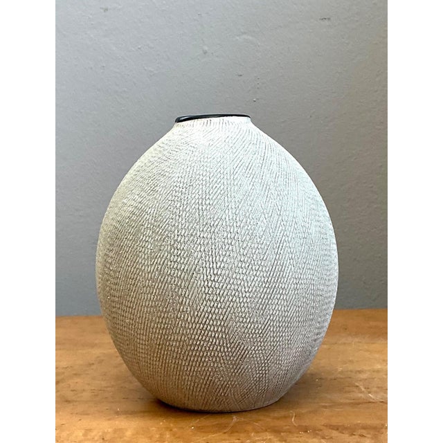 Vintage Textured Ceramic Vase For Sale - Image 14 of 18
