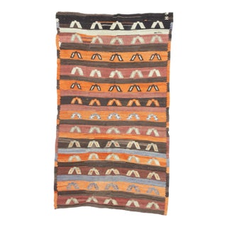 Orange & Brown Vintage Turkish Kilim Rug For Sale