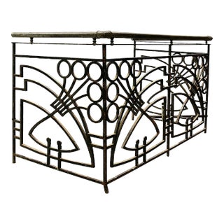 Antique French Art Nouveau Balcony Wrought Iron and Bronze For Sale