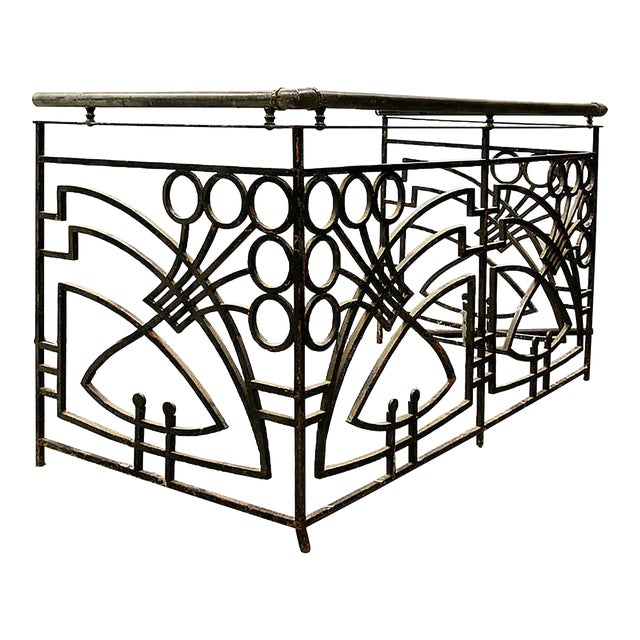 Antique French Balcony - Art Nouveau - Wrought Iron and Bronze For Sale