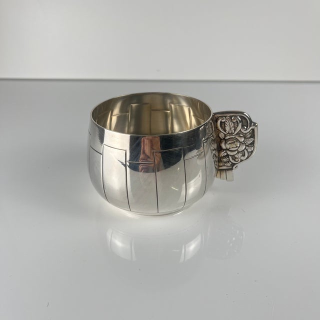 Art Deco Silver-Plated Cups and Saucers from Corbière & Vuillermoz, France, 1920s, Set of 4 For Sale - Image 9 of 18