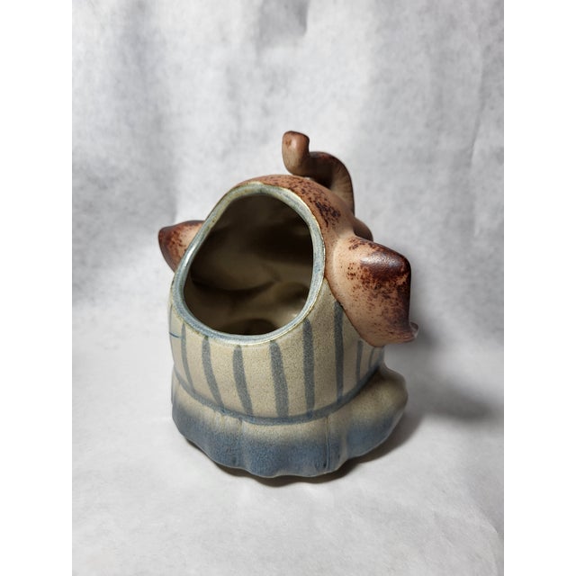 Anthropomorphic stoneware elephant planter will greet your guests with its whimsical charm. Great mid-century mod piece...