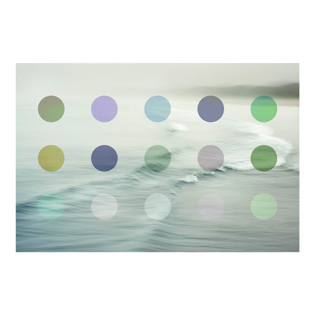 Contemporary Seascape Fine Art Print | Green Abstract Colourful Dots by Angela Cameron For Sale