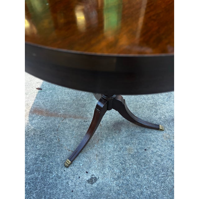 Mid-Century Modern 1970s Mid Century Modern Wooden Round Side Table With Brass Claw Feet For Sale - Image 3 of 6