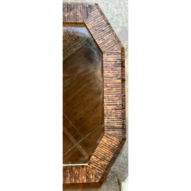 Harrison Van Horn Vintage Boho Harrison Van Horn Split Bamboo Octagon Mirror For Sale - Image 4 of 12