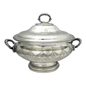 Silver Plate Tureen Armorial Crest