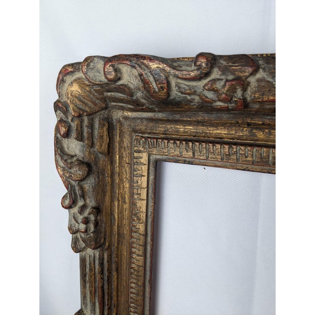 Mid 20th Century Pair of Grand European-Style Carved Giltwood Frames With Acanthus & Floral Scrollwork For Sale - Image 4 of 17