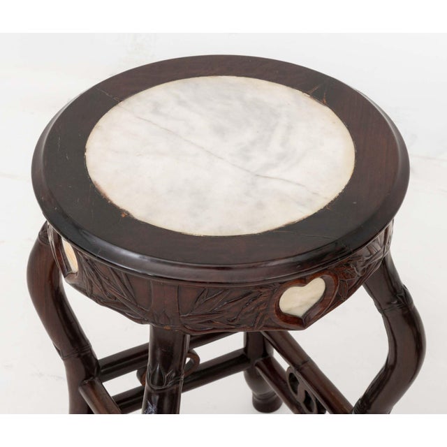 Wood Victorian Chinoiserie Style Mahogany Ottomans, 2 For Sale - Image 7 of 7