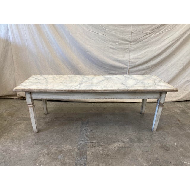 19th C Italian Painted Coffee Table With Faux Marble Top For Sale - Image 9 of 10