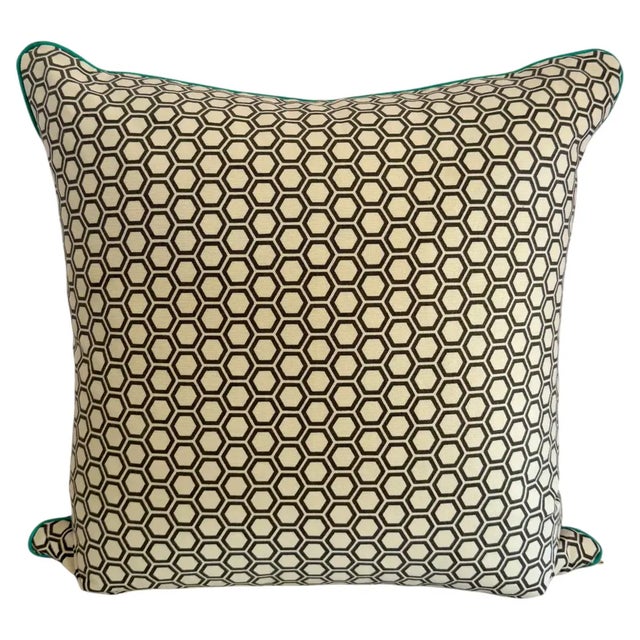 1990s Vintage First‑Line Jonathan Adler Honeycomb Hexagon Geometric Pillow Euro Sham For Sale - Image 5 of 10