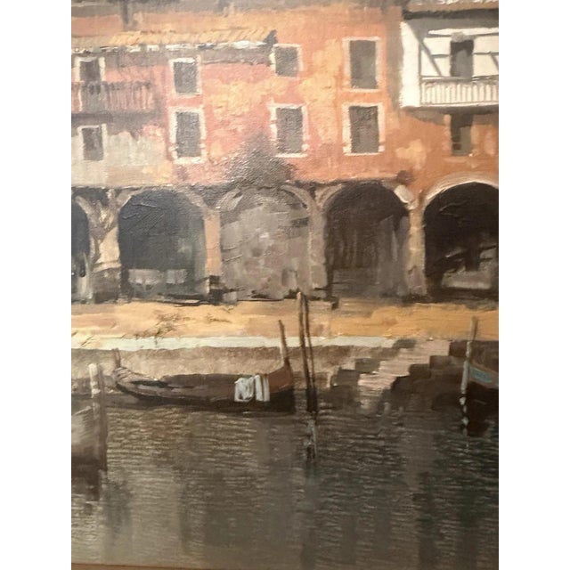 Torri del Benaco Borelli Guido, Hotel Albergo Gardesana Harbor, 1970s, Oil Painting on Canvas For Sale - Image 10 of 13