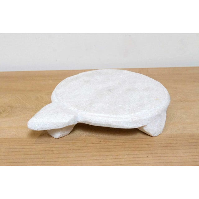 Indian Polished White Marble Plate For Sale - Image 3 of 6