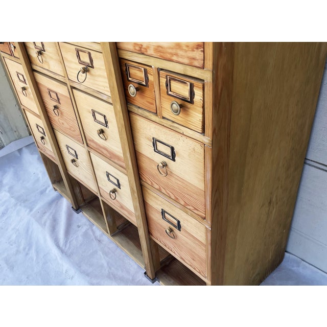 26-Drawer Card Catalog Cabinet in Wood, 1950s For Sale - Image 16 of 18