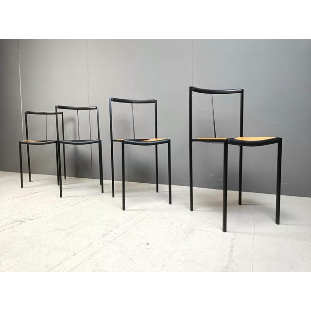 Black Chairs by Sergio Calatroni and Maurizio Peregalli for Zeus Noto, 1985, Set of 4 For Sale - Image 8 of 11