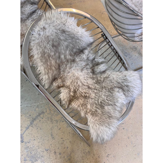 Cantilever Chair with Fur by Gastone Rinaldi For Sale - Image 9 of 11