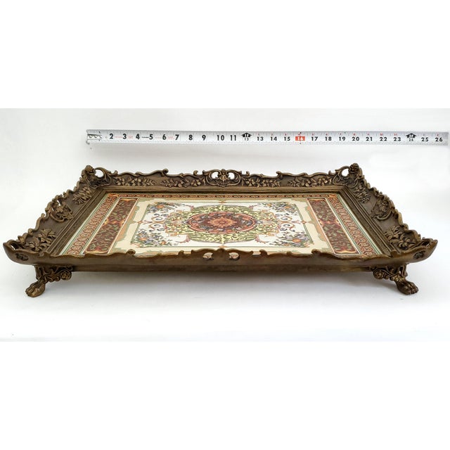 Tray Porcelain Brass Ormolu For Sale - Image 11 of 12