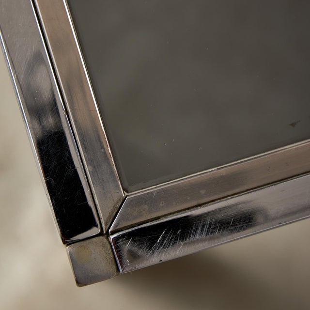 Chrome and Smoked Glass Coffee Table with Golden Stripe, 1970s For Sale - Image 7 of 18