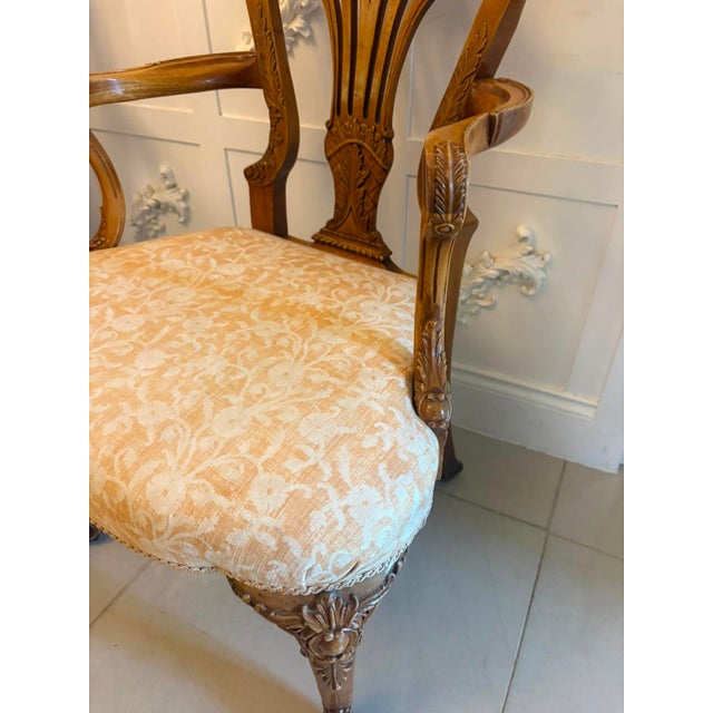Antique Carved Walnut Desk Armchairs, 1920, Set of 2 For Sale - Image 18 of 18