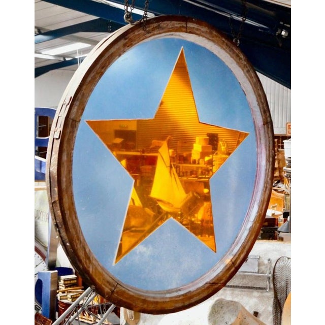 Antique Painted Glass Gable End Window, 1920 For Sale - Image 3 of 9