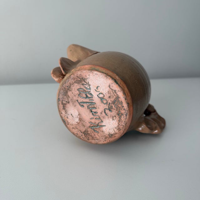 Ceramic Vintage North Carolina Folk Art Chicken Face Pottery Jug For Sale - Image 7 of 7